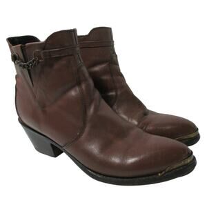 Durango Women's Western Brown Leather Zip Ankle Boots Size 8.5M
